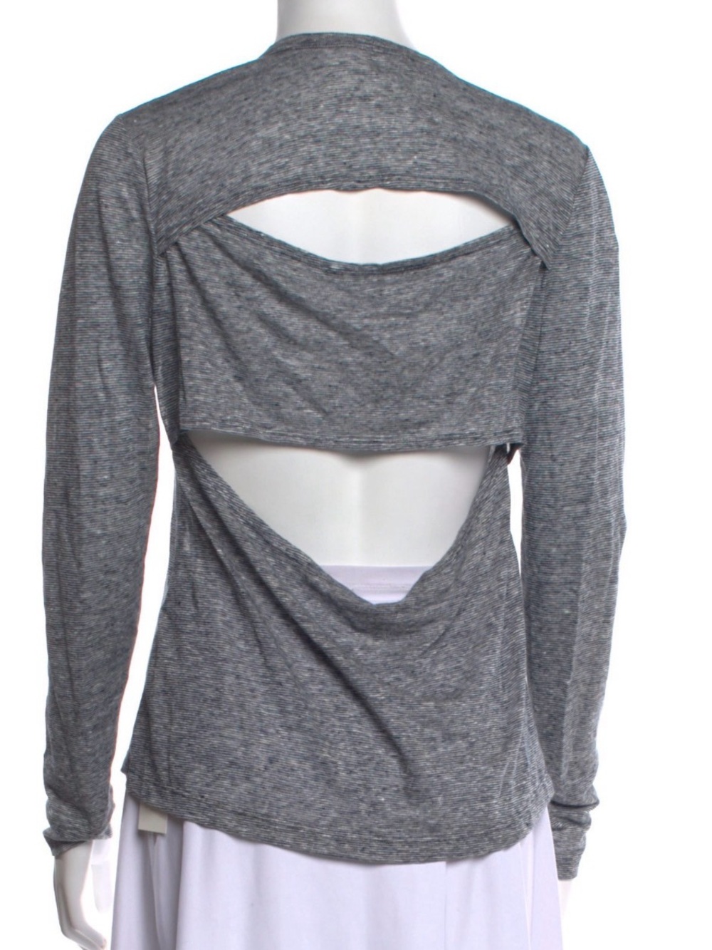 A.L.C. 100% linen Heather Gray Long Sleeve Cutout Back Top